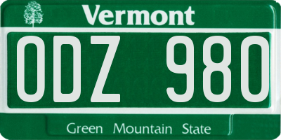 VT license plate ODZ980