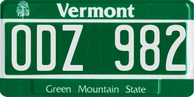 VT license plate ODZ982