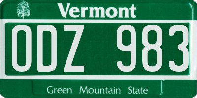 VT license plate ODZ983