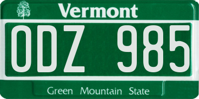 VT license plate ODZ985