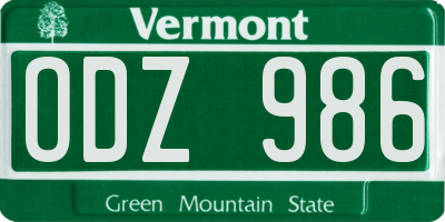 VT license plate ODZ986