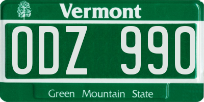 VT license plate ODZ990