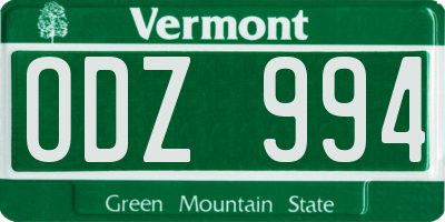 VT license plate ODZ994