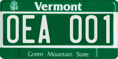 VT license plate OEA001