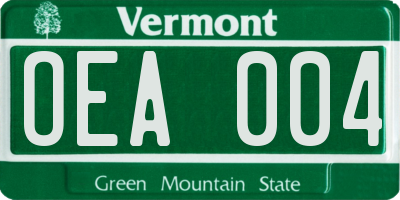 VT license plate OEA004