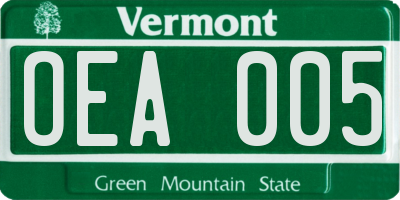 VT license plate OEA005