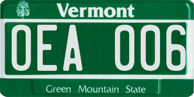 VT license plate OEA006