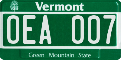 VT license plate OEA007