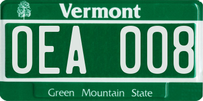 VT license plate OEA008
