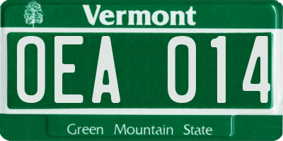 VT license plate OEA014