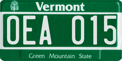 VT license plate OEA015