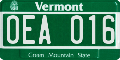 VT license plate OEA016