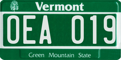 VT license plate OEA019
