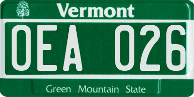VT license plate OEA026
