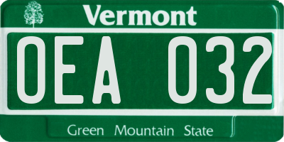 VT license plate OEA032