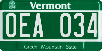 VT license plate OEA034