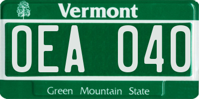 VT license plate OEA040
