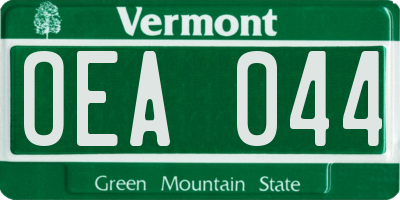 VT license plate OEA044