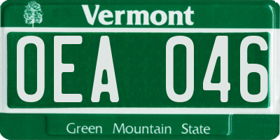VT license plate OEA046