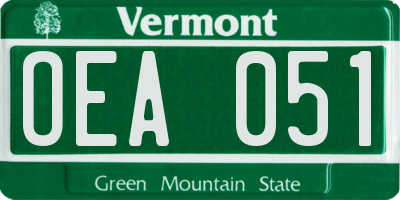 VT license plate OEA051
