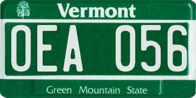 VT license plate OEA056