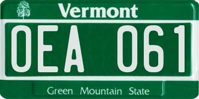 VT license plate OEA061