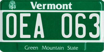 VT license plate OEA063