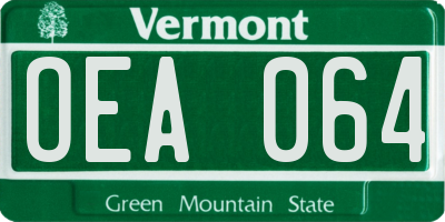 VT license plate OEA064