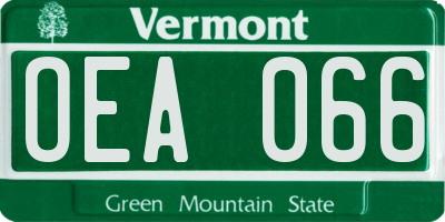 VT license plate OEA066