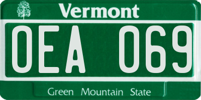 VT license plate OEA069