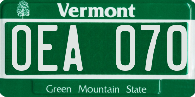 VT license plate OEA070