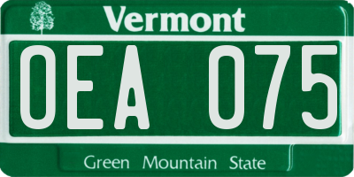 VT license plate OEA075