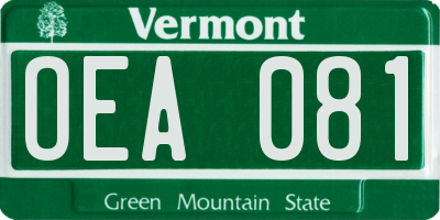 VT license plate OEA081