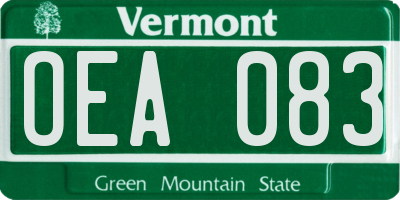 VT license plate OEA083