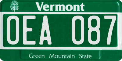 VT license plate OEA087
