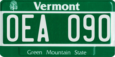 VT license plate OEA090