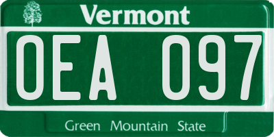 VT license plate OEA097