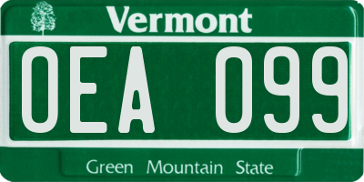VT license plate OEA099