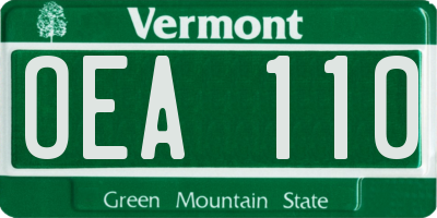 VT license plate OEA110