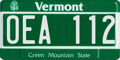 VT license plate OEA112