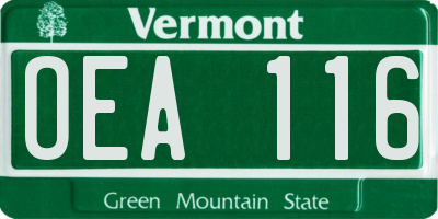 VT license plate OEA116