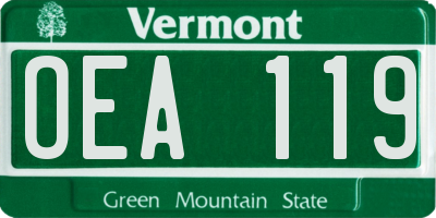 VT license plate OEA119