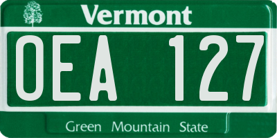 VT license plate OEA127