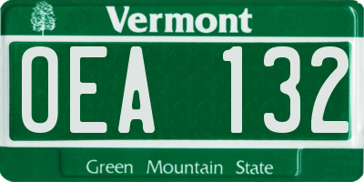 VT license plate OEA132