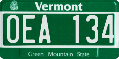VT license plate OEA134