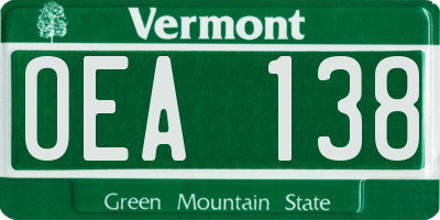 VT license plate OEA138
