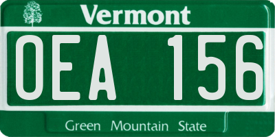 VT license plate OEA156