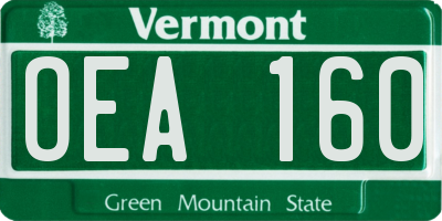VT license plate OEA160
