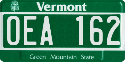 VT license plate OEA162