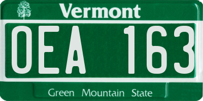 VT license plate OEA163